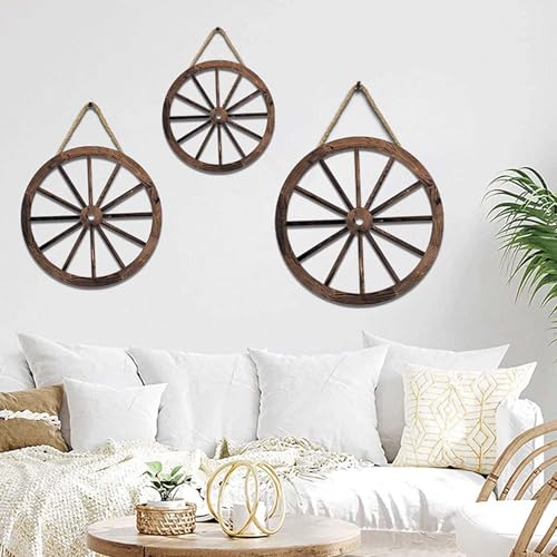 Marjoramy Holzwagenrad Retro,Wandbehang Holzrad,Festliche Dekoration Trojaner Rad Anhänger,Alte Western Wanddekoration,Bauernhaus Wagenräder Rustikale Hof Wandkunst
