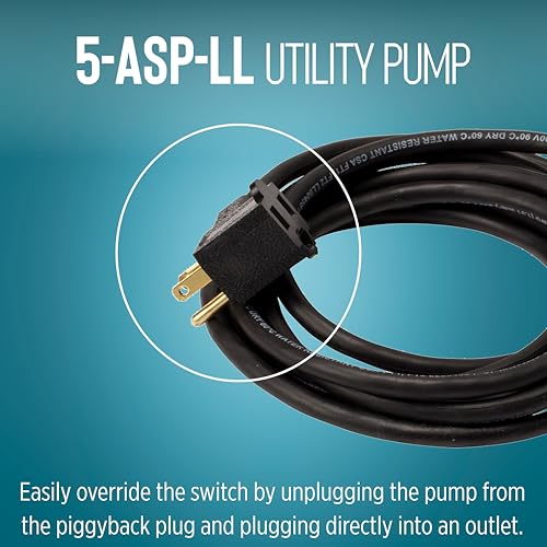Image of Little Giant 5-ASP-LL 115-Volt, 1 /6 HP, 1500 GPH Automatic Aluminum Utility Pump with Low-Level Piggy-back Diaphragm Switch, 18-Ft. Cord, Blue, 505717