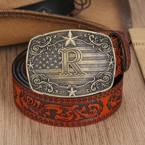 Image of Western Belt Buckle for Men Women Initial Letter A to Z Cowboy Belt Buckle Texas Buckle hebillas vaqueras para hombre