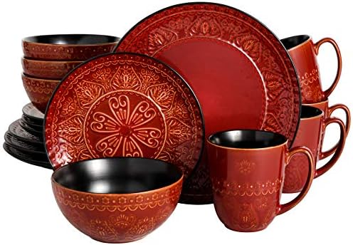 Gibson Elite Milanto 16 Piece Dinnerware Set, Red