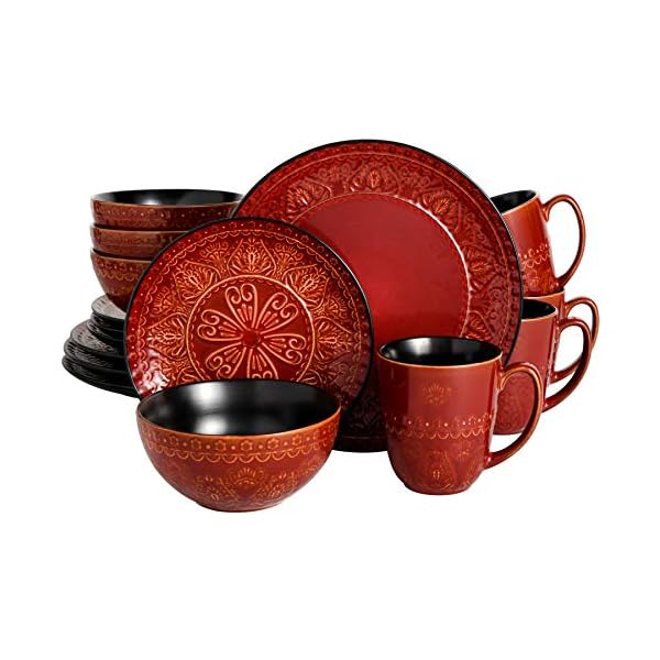 Gibson Elite Milanto 16 Piece Dinnerware Set, Red The Home Kitchen Store