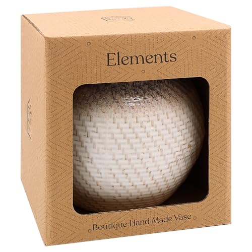 Vase rond violet 18 cm Elements Weave pot décoratif texturé gris et marron - 4
