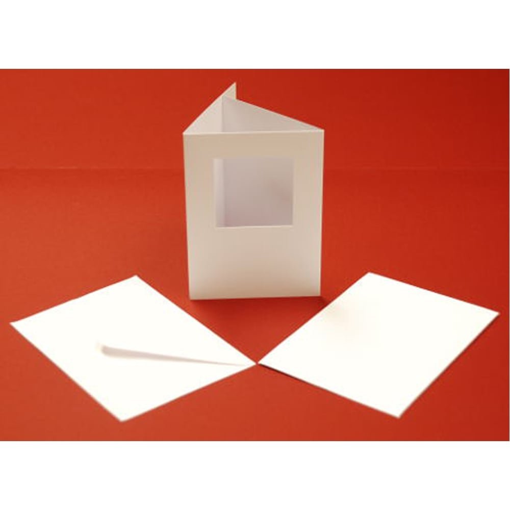 Coingallery Craft UK A6 3 Fold Aperture Cards and Envelopes (White Square Plain)