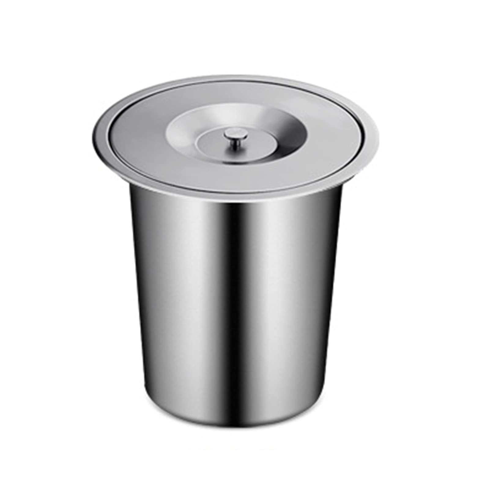 Asdchzen Built-In Stainless Steel Trash Can On The Countertop, Round Built-In Garbage Chute, Built-In Balance Flip Trash Can In The Kitchen, Built-In Cleaning Bucket, Kitchen Household,A