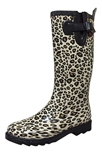 Psw womens mstkh rain boots, cheetah, 8 m us