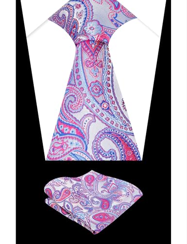 Image of Alizeal Mens 3.15'' Vintage Paisley Tie Pocket Square Set | Elegant Perfect for Banquet Wedding and Party