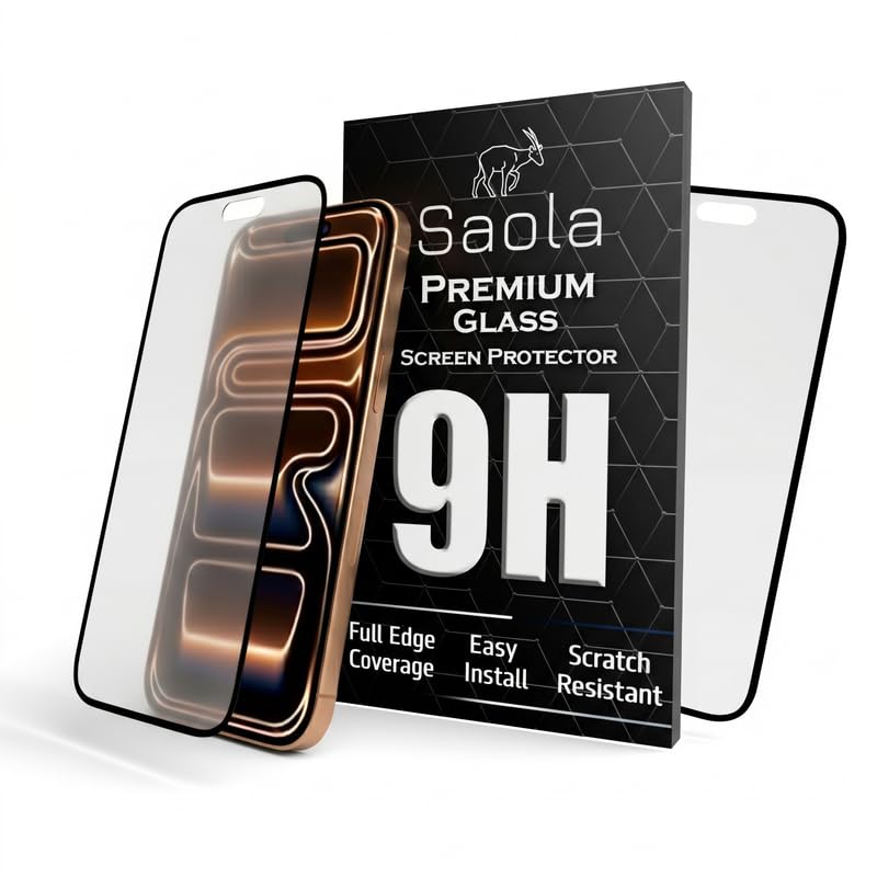 Image of Saola HD Matte Tempered Glass With 18H Hardness For Apple Iphone 17 Pro Max (Pack Of 2) with Hassle-less Installation Kit. Full screen Coverage. 6.9 inch