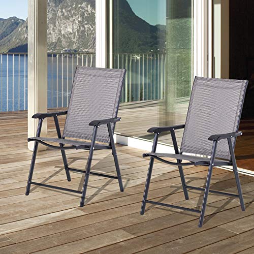 Outsunny Folding Outdoor Patio Chairs Set Of 2 Stackable Portable For Deck, Garden, Camping And Travel #TOP1