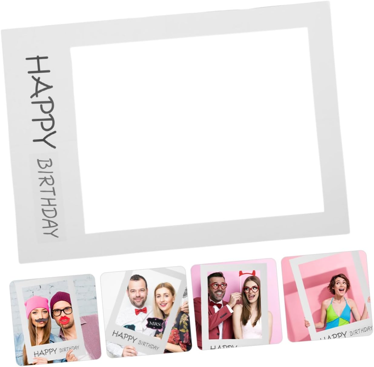 IMIKEYA 2pcs Happy Birthday Paper Picture Frame Props Fun Photo Booth Accessories for Birthday Parties Design for Memorable Moments