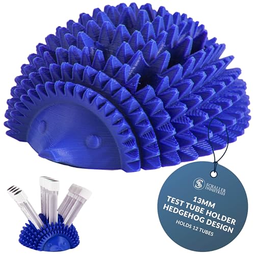 Image of S I Schaller Industries Hedgehog Test Tube Holder, 13mm - Veterinary Blood Test Tube Rack, Holds 12 Vials, Compact Fun Design Organizer for Veterinary and Research Lab Use - Royal Blue