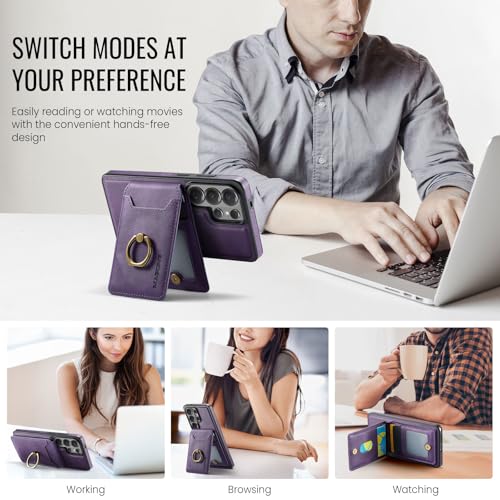 Funda de piel para Samsung S26 Ultra acabado premium morado 5