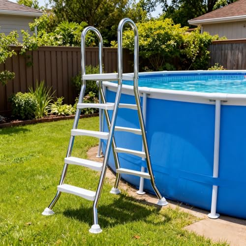 Escalera para Piscina con 4 Peldaños de Acero Inoxidable miniatura 1