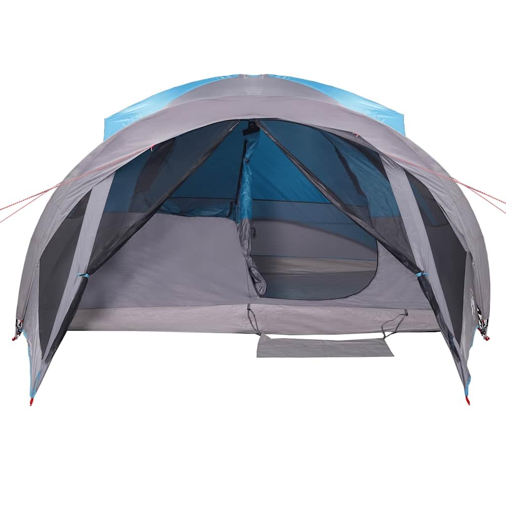 Tunel Family Tent dla 6 osób, wodoodporny, niebieski, 411 x 325 x 180 cm, przenośny schronisko kempingowe z portem elektrycznym, idealny do przygód na świeżym powietrzu i podróży grupowych