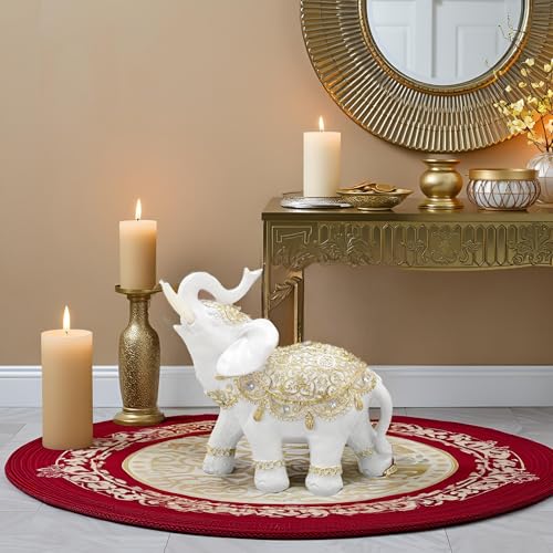 Escultura Elefante Suerte Material Resina Blanca Mediana miniatura 2