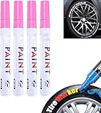 4Pcs Car Tire Paint Pen, Waterproof Car Tire Marker Pens, Tire Lettering Paint Pens for Car, Car Tire Marker Pens 4 Pack, Car Tire Paint Pen, Waterproof Car Tire Paint Pen (Pink)