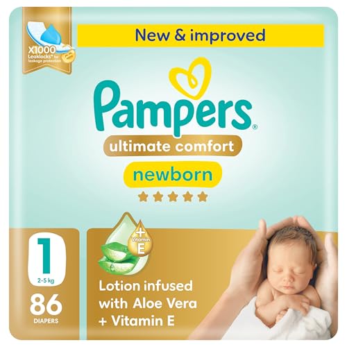 Pampers Ultimate Comfort Premium Taped Diapers 2-5kg Size 1 Mega 86 Count