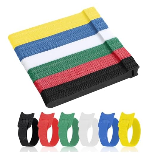 WSZJINB 120 pezzi Fascette Riutilizzabili Lunghe 15 cm, Fascette Colorato Regolabili con Gancio e Anello per la Gestione dei Cavi, Cable Management，Organizer