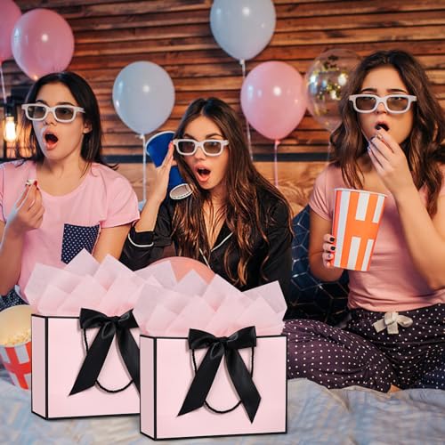 JMANNI-Gift-Bags-Large-Gift-Bags-1Pcs-Paper-Gift-Bag-with-2-Tissue-Paper-and-1-Greeting-Cards-Present-Bags-with-Handles-for-Women-Girls-Bridesmaid-Birthday-Valentines-Wedding-Party-Black-Pink