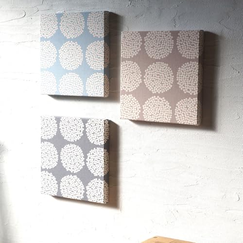 ファブリックパネル kukka3colors 20×20cm greige1 lightblue1 gray1 小花 北欧 3枚セット 小さいサイズ SS アートパネル 賃貸OK（Amazon）