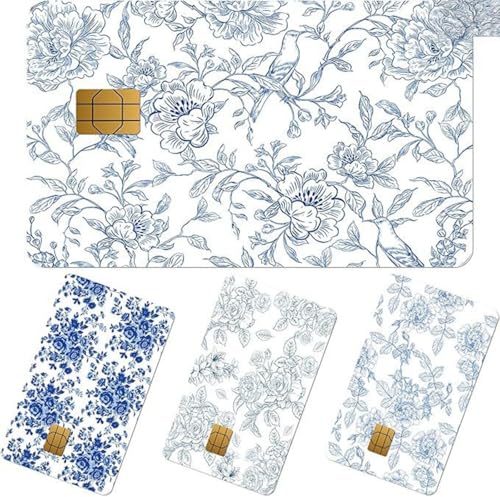 Traditional Chinese Floral & Bird Pattern Credit Card Vinyl Skins - 4-Piece Set, Privacy Protection, Easy to Apply & Clean, Mult