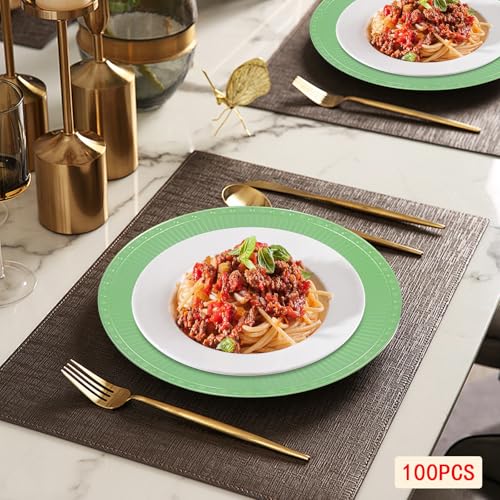 100 Platos Decorativos Redondos de Plástico 13" miniatura 2