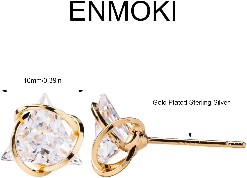 Triangle Cubic Zirconia Geometric Gold Stud Earrings for Womens - Image 2