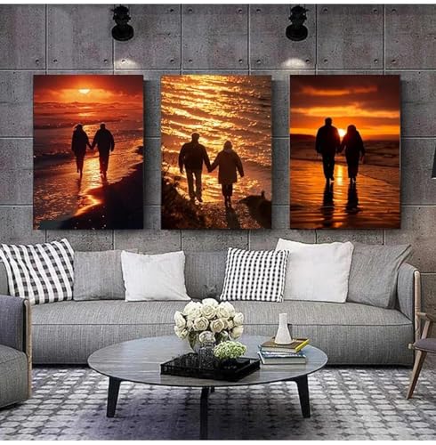 Affiches décoration de maison mer coucher du soleil triptyque moderne 70x100 cm sans cadre