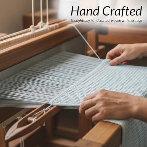 Image of HOMEMONDE 100% Cotton Handloom Waffle Throw Blanket for Sofa & Bed | Soft Lightweight Decorative Throw with Tassels | All-Season Couch, Chair & Bed Throw (50 x 60 Inches - Ice Blue)