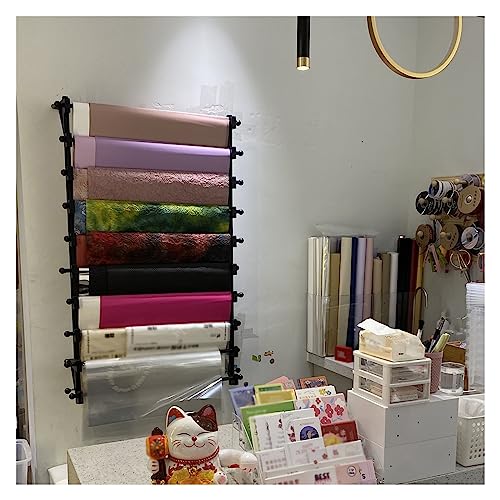 Rangement mural anti-froissement pour grands rouleaux de tissu et rubans