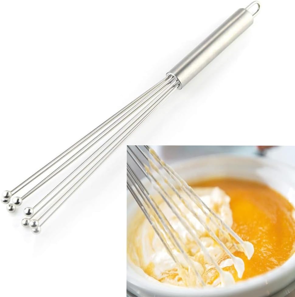 Hand Mixer Blender Wire Ball Whisk-Stainless Steel Ball Egg Stirrer Beater, Multi Use Kitchen Utensil Prime Whisk with Pipe Handle, Egg Beater for Blending, Whisking, Beating, Stirring, Cooking