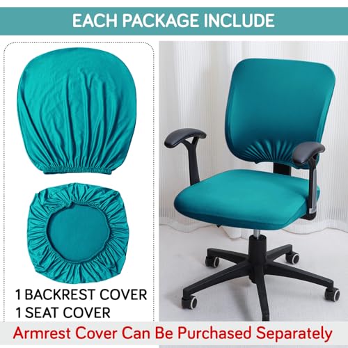 Image of HOKIPO Office Chair Cover for Task Chair - 140 GSM Stretchable Fabric - Anti-Slip & Washable - Fits Small Office Chairs Without Headrest, Dark Cyan (AR-6203-DCYN)