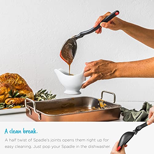 Dreamfarm Spadle | Non-Stick Cooking Spoon & Serving Ladle with Measurements | Silicone Ladle Spoon | Multifunctional Kitchen Cooking Spoon | Flexible Ladles For Cooking | Red