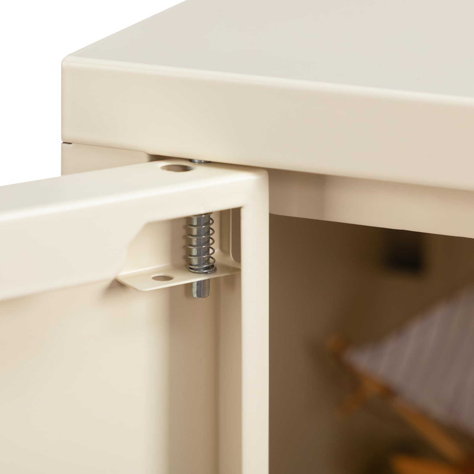 HollyHOME Metallschrank Magnetverschluss Aktenschrank Metall mit Einer Tür,Vitrine Büro-Aufbewahrungsschrank,2 verstellbare Regale,Aktenschränke für den kleinen Kleiderschrank zu Hause,Creme