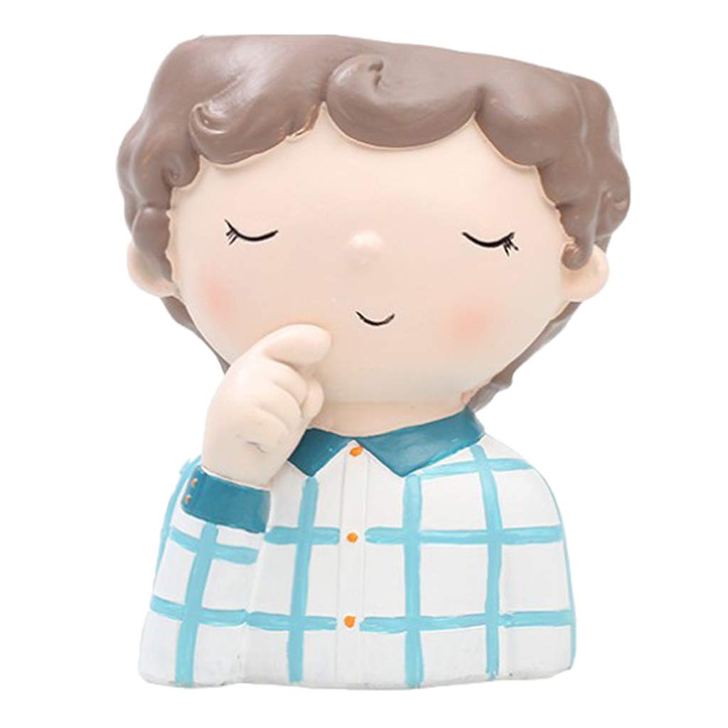 Optimuss Resin Cute Boy Succulent Planter Bonsai Pot Flowerpot Home Decor G