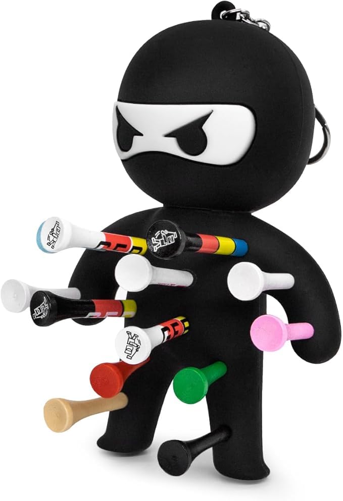 Ninja Golf Tee Holder | Holds 13 Tees | Built to Last | Golf Accessorie | Golf Gift for Him or Her | Groomsman Fathers Day Present (Black)