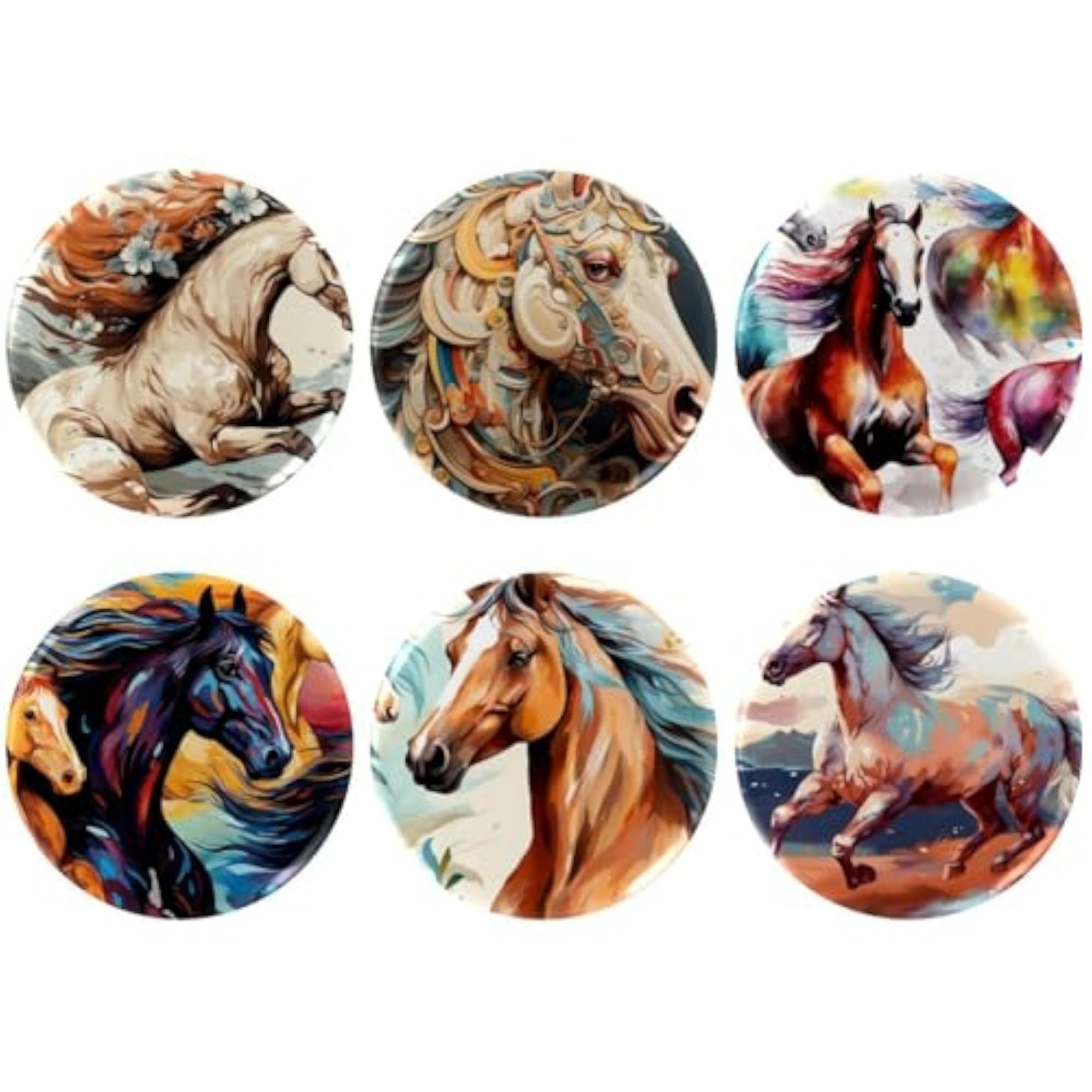 Children's Beautiful Horse Trendy Button Pins 6-Pack