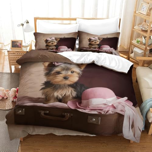 Housse de couette chiot mignon lit double pour des nuits cocooning