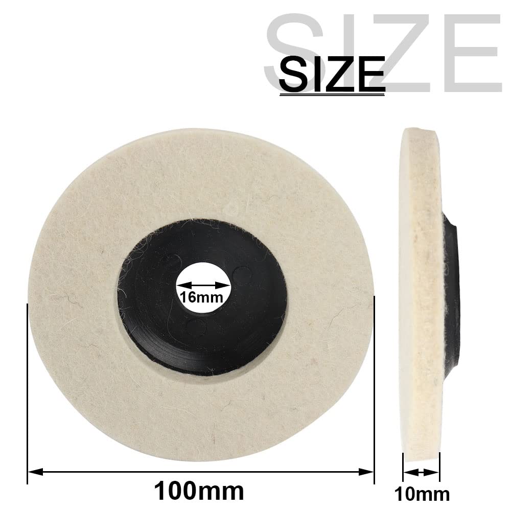 SI FANG Lot de 10 disques de polissage en laine - 100 mm - Résistants à l'usure - Pour le nettoyage des composés - Pour le polissage de la céramique, du verre, de l'acier inoxydable, du métal