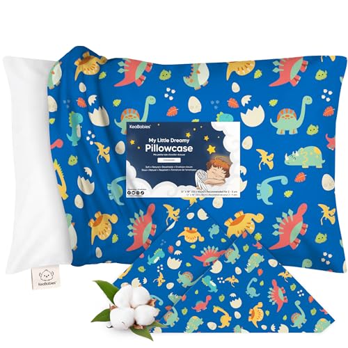 Image of KeaBabies Toddler Pillowcase 13x18 Organic Cotton Cover (DinoWorld) | Standard Toddler Pillowcase for Kids, Boys Girls, Soft, Durable Cotton Cover for Miniature Sleepy Pillow Cute Color No Pillow