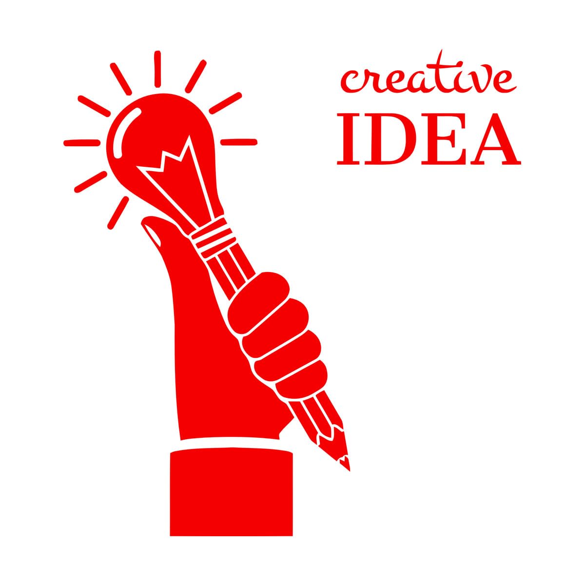 Mural and Wall Vinyl Decal Creative idea Light Bulb Home Office Logo ig 54x57.8cm Multi Color Selection Large red