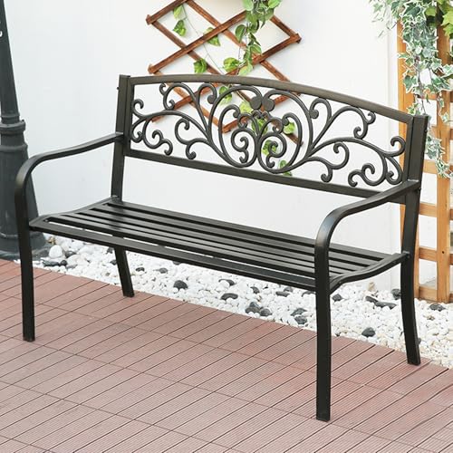Banc de patio anti-décoloration en aluminium moulé fini la rouille Reda