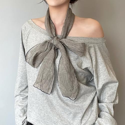 Skinny Scarf Linen Scarves Colorful Stripe Pattern Narrow Long Neckerchief Neck Scarf Hair Band Handle Wrap Ribbon2