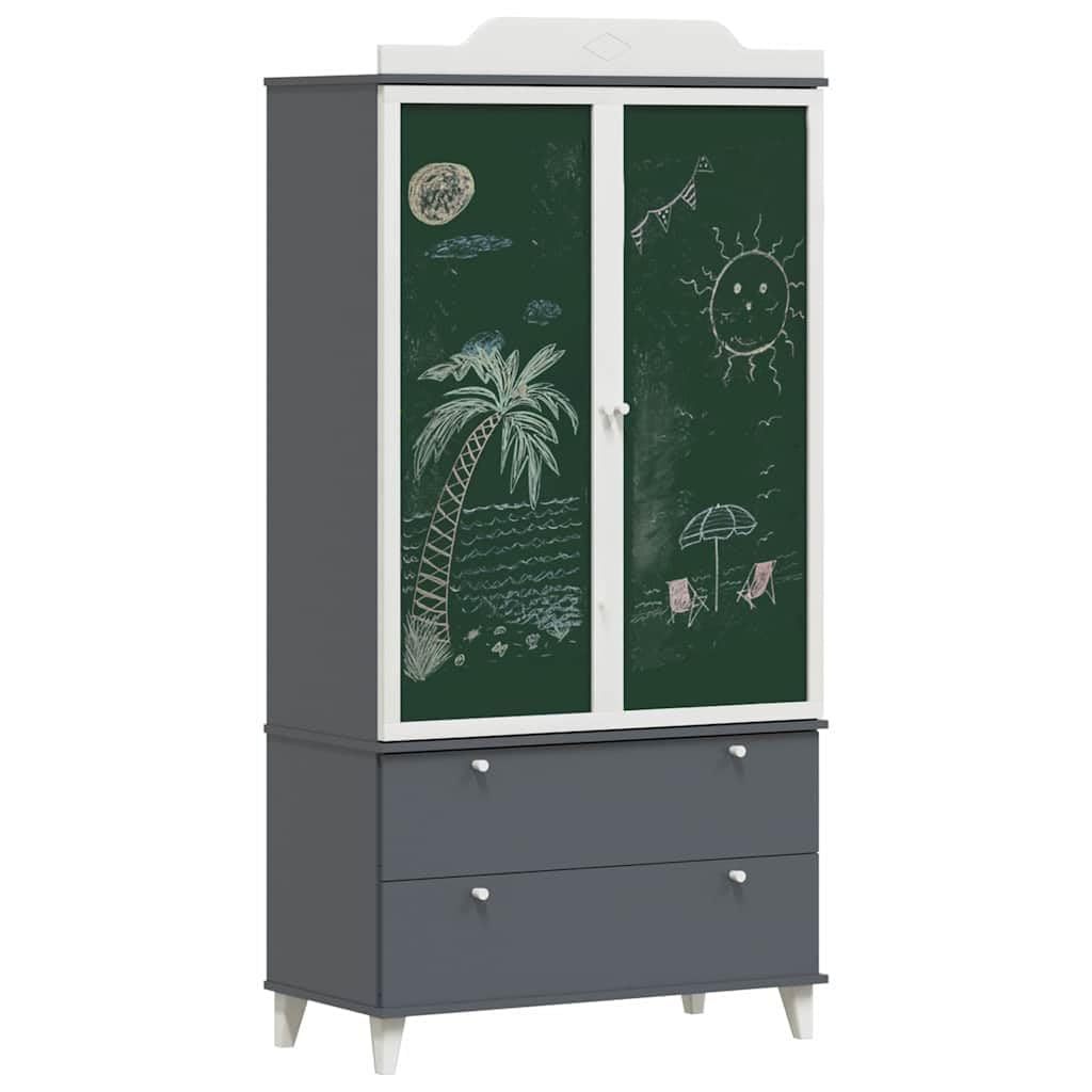 Armario moderno con pizarra, puertas verdes, marco blanco y patas, 90 x 45 x 180 cm, hecho de madera resistente, gran espacio de almacenamiento para ropa, ideal para habitaciones infantiles