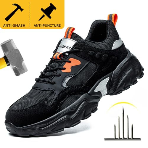 Image of Nutropa Steel Toe Boots for Men, Lightweight Safety Work Shoes, Comfortable Breathable Composite Toe Boots Slip-Resistant Indestructible Shoes