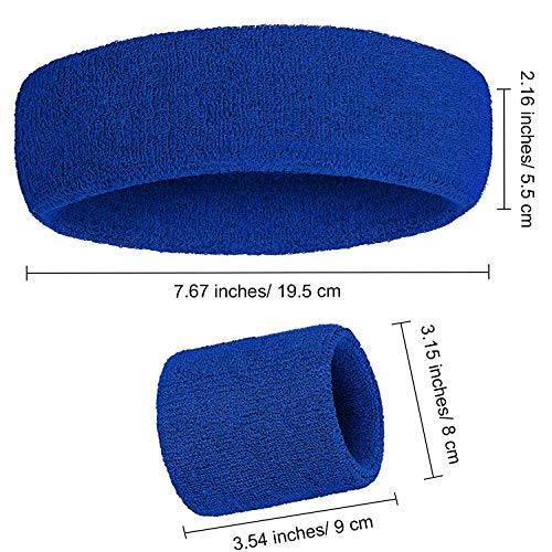 Image of Bememo 6 Pcs Neon Sports Sweatbands Set Sports Competitions Sweatbands 2 Headband 4 Wristbands Breathable Terry Cloth Athletic Bands for Team Soccer Spirit 80s Costumes Cosplay