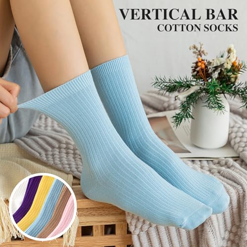 Light Blue Socks for Women - Soft Combed Cotton Socks Crew Socks2