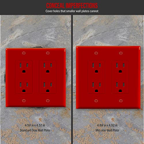 Image of ENERLITES 2-Gang Red Mid-Size Decorator Switch Outlet Wall Plate Cover