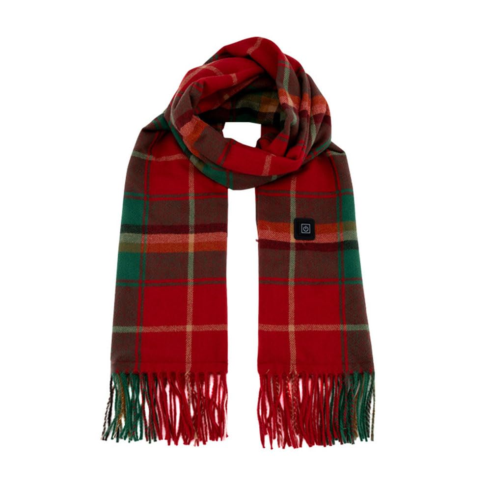 TopHomer Sciarpa riscaldata elettrica, sciarpa riscaldata, sciarpe riscaldate ricarica USB, sciarpe a collo lungo grande griglia per inverno sciarpa riscaldata elettrica calda, Rosso, 200*33cm