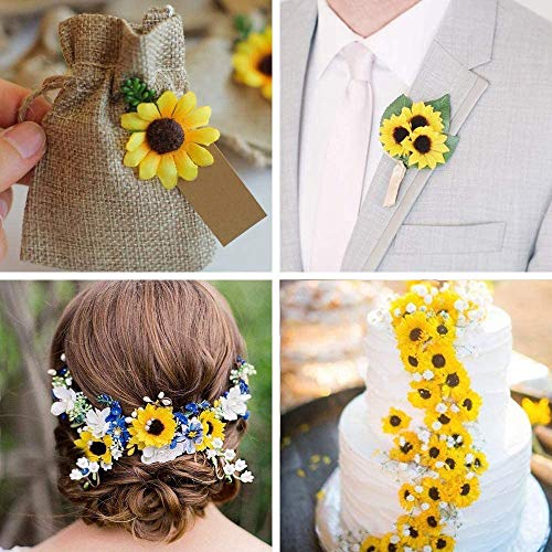 Sitrzuiget 50Pcs Artificial Sunflower Heads Fabric Sunflower Heads for Wedding Decoration Bridal Bouquet DIY Handicrafts - Image 4