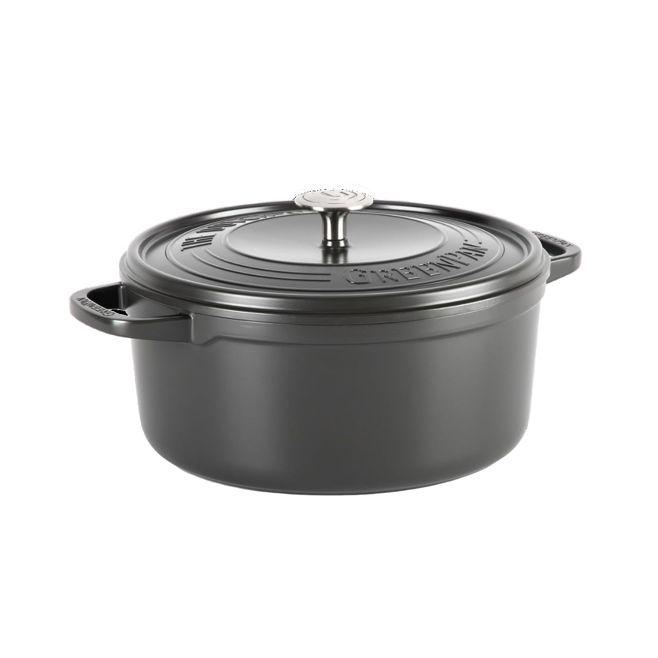 GreenPan Featherweights Healthy Ceramic Non-Stick Dutch Oven, 28 cm/6 Litre, Cast Iron Casserole Dish with Lid, PFAS-Free, Induction, Oven Safe, Grey